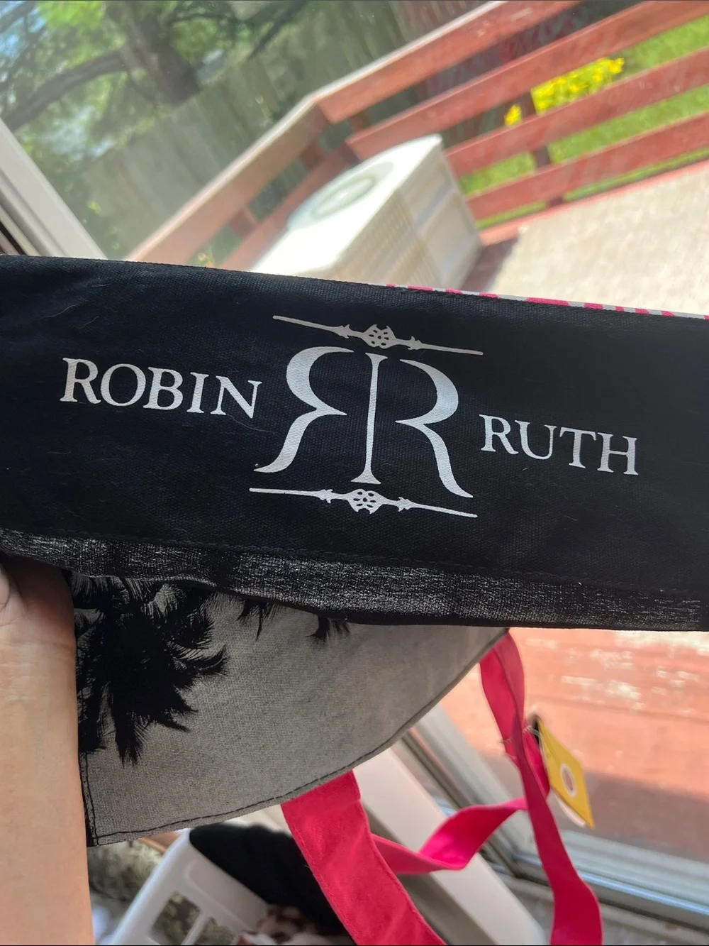 Robin Ruth California Print Pink Canvas Tote Bag with Palm Design